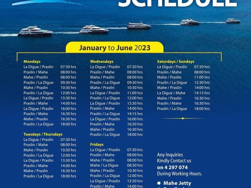 Cat-Coco Seychelles Inter-Island Ferry Schedule 2023