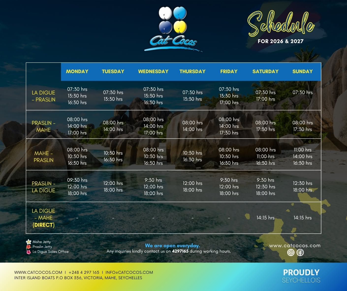 2026 Cat-Coco Inter-Island Ferry Schedule Seychelles