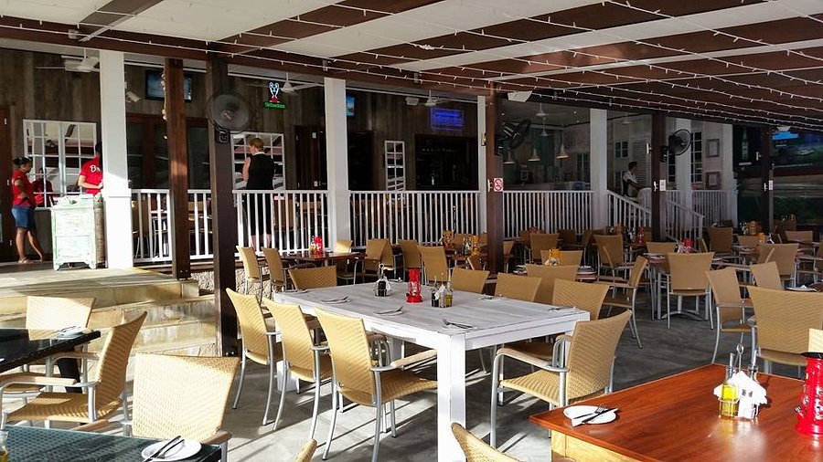 Bravo Restaurant waterfront dining on Eden Island marina, Seychelles
