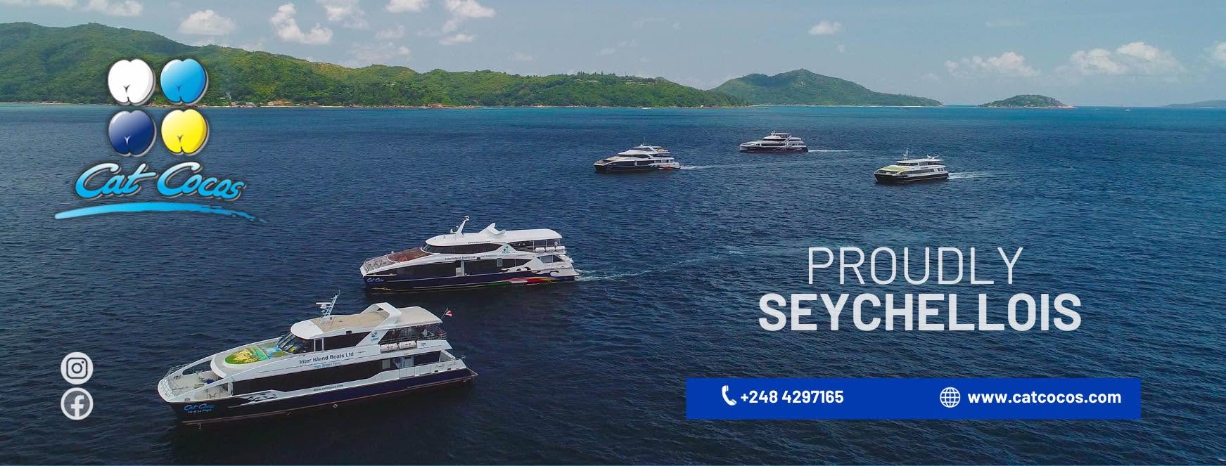 View from the Cat Cocos ferry deck in Seychelles