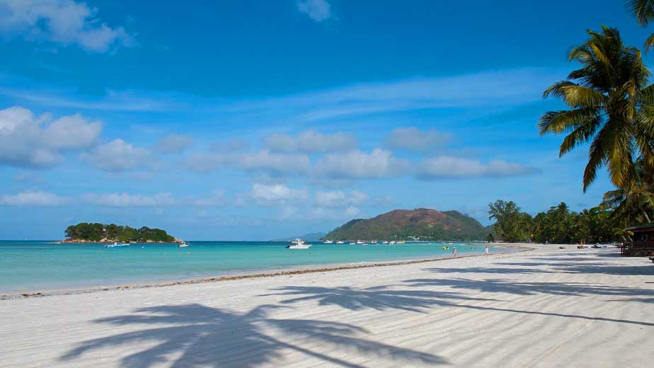 Côte d'Or beach on Praslin at golden hour, Seychelles